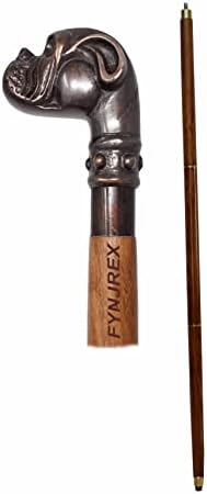 FYNJREX Walking Cane Walking Stick Antique Finish Costume Wooden Cane Foldable Rosewood Stick Steampunk Style Fashinable Designer Gift for Gentlemen (Dog 1)