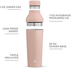 JoyJolt Triple Insulated Cocktail/Protein Shaker Bottle. 20oz Shaker Cup with Alcohol Measure Lid and Jigger Cap. 12hr Ice Cold Bottle for Protein Mixes, Shake or Smoothie, Metal Mixer