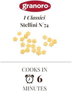 Granoro I Classici Stelline #74 - Star Pasta for Soups, Italian Durum-Wheat, Non-GMO, Vegan, 1 lb Bags (Pack of 2)
