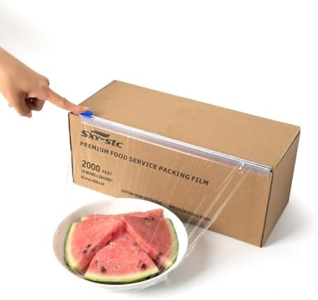 Plastic Food Wrap With Slide Cutter 18"Wide 2000Feet Long 3000 Square Feet Home And Commercial Use Food Service Thick and Durable Enough For Daily Life
