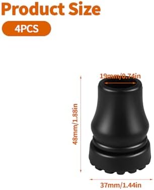 Cane Tips 3/4 Inch, Heavy Duty Rubber Cane Tips Replacement Parts, Non-Slip and Sturdy, for Canes, Walking Sticks, Hiking Stick, Seniors Crutches