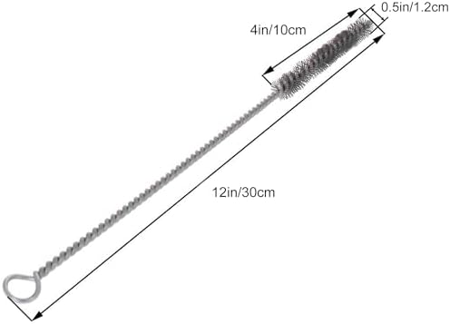 Utoolmart Wire Tube Brushes, Stainless Steel Spiral Power Bottle Brush, Long-Handle Bristle Pipe Cleaning Tool, 0.5" Diameter 12" Length for Auto Parts, Bottles, Tubes, Keyboards,Glass, 5pcs
