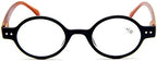 Agstum Designer Small round Oval Vintage Spring Hinge Reading Glasses Eyeglasses Readers (+1.50, Black frame with brown temples)