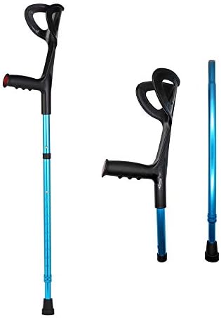 Lightweight Foldable Forearm Crutch, Aluminum Walking Stick,Height Adjustable, Ergonomic Handle with Comfortable Grip 2ZG-02BM (Blue)