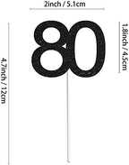 24 PCS 80th Cupcake Toppers - Anniversary or Birthday Cupcake Picks Party Decoration Supplies | Black 80th