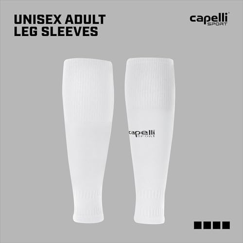 Capelli Sport Compression Calf Leg Sleeve for Football, Basketball, Soccer and Cycling, White, Small/Medium