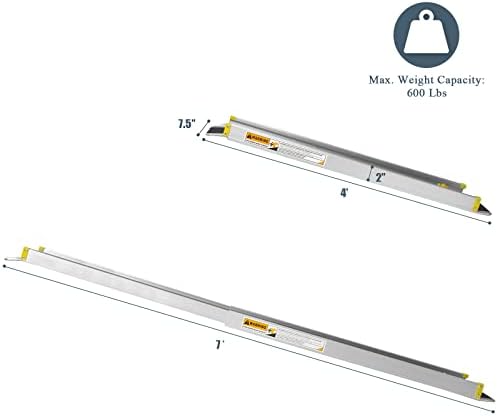 Goplus Wheelchair Ramp, Adjustable Portable Aluminum Ramps with Non-Skid Surface for Home Steps Stairs Doorways, 4' / 6'/ 7' Telescopic Handicap Ramp 600 LBS Capacity (4' to 7')