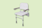 NRS Healthcare Wall Mounted Folding Shower Seat M53370 - with Legs, Back and Arms