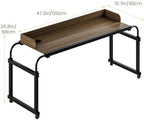 Overbed Table with Wheels, Queen Size Over Bed Desk with Adjustable Height & Length, Over The Bed Rolling Recliner Computer Desk, Mobile Laptop Cart for Bedroom, Living Room, Office, Hospital (47")