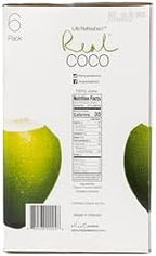 Real Coco Organic Pure Coconut Water (6-Pack 1L), USDA Organic, No Added Sugar, Plant Based, Packed with Electrolytes, Vegan