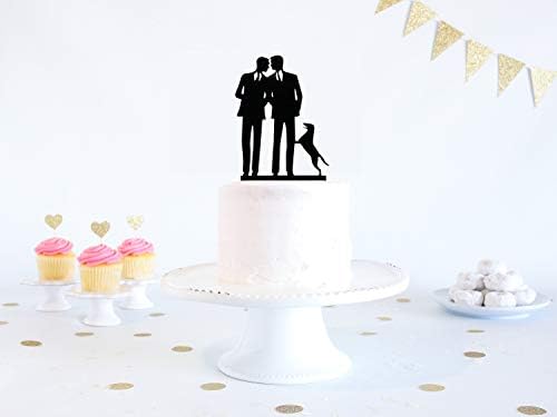 YzYbuaego Same Sex Gay Wedding Cake Topper - Mr and Mr Wedding Cake Topper - Black Acrylic - 4.4 x 6.7 Inches - Wedding/Anniversary/Birthday Cake Decor