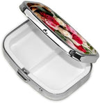 red Roses Printed Pill Box/Pill Case Portable Square Pill Box, 2.2x1.6in