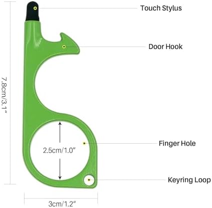 No Touch Door Opener Tool 6 Pack - Premium Multitool Keychain with Touchscreen Stylus and Bottle Opener
