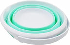 SAMMART 5.5L (1.4 Gallon) Collapsible Plastic Bucket - Foldable Round Tub - Portable Fishing Water Pail - Space Saving Outdoor Waterpot. (White/Light Green, 1)