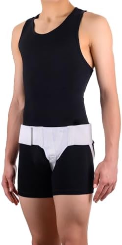 FlexaMed Left Side Inguinal Groin Hernia Truss with Compression Pad White - Large
