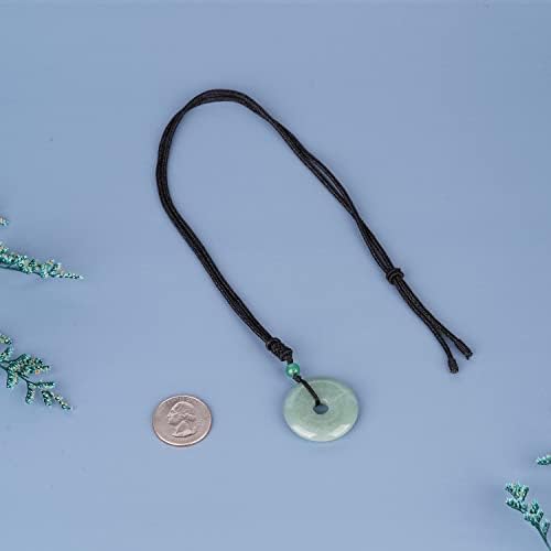 Donut Pendant Necklace Crystal and Healing Stone Reiki Coin Black Obsidian Stone Pendant Necklace Natural Gemstone Jewelry Adjustable Crystal Necklace for Women Men Valentines Day Gift for Her Him