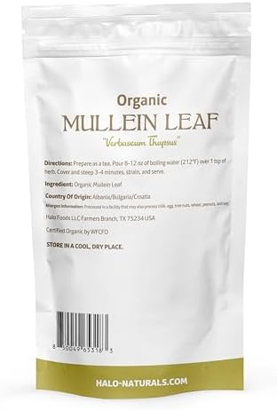 Organic Mullein Leaf Cut & Sifted, 4 Ounces (Verbascum thapsus) USDA Certified | Resealable Pouch| Packaged in The USA (Pack of 1)