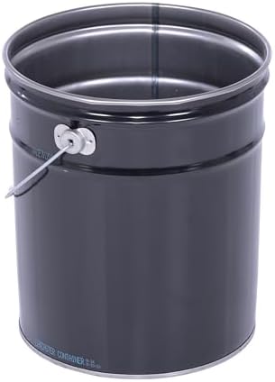 Vestil PAIL-STL-RI Steel Open Head Pail with Handle, 5 gallon Capacity, Black, Pack of 1