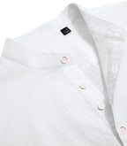 J.VER Men's Cotton Linen Long Sleeve Shirts Casual Button Down Banded Collar Shirt Beach Summer Tops with Pocket
