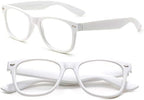 2 Pairs Vintage Retro Reading Glasses White Square Frame for Men and Women Classic Design Reading Glasses 3.00 with Landyard