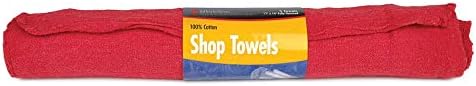 Buffalo Industries (62006C) 100% Cotton 14" x 14" Fully Hemmed Red Shop Towels, Pack of 5 - Grease and Oil Rag for Automotive, Garage and Home - Washed, Dyed and Dried for Quality - Machine Washable