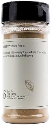 Olive & Vine Ground Fennel, Aromatic Spice, Seasoning for Sausages, Curries, and Baked Goods, with Rich Tradition, Authentic Taste, For Global Recipes (3 Ounce)