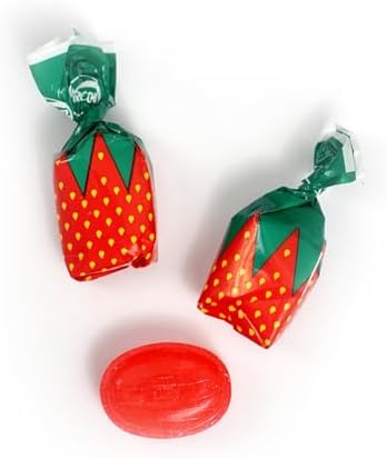 Strawberry Bon Bons Hard Candy, 1 Pound (Approx. 75 pcs.), Arcor Strawberry Candy Individually Wrapped, Strawberry Candy, The Hampton Popcorn & Candy Company