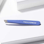 Tweezerman Mini Slant Tweezer - Tweezers for Eyebrows, Travel Tweezers for Eyebrows, Facial Hair (Granite Sky)