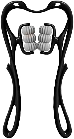 HaSeftni Neck Massager, Upgrade 6 Balls Massage Point Roller Massager for Pain Relief Handheld Tool Suitable Legs Waist and Shoulder Relaxer - Black