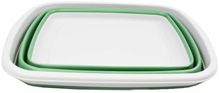 SAMMART 10L (2.6 Gallons) Collapsible Tub - Foldable Dish Tub - Portable Washing Basin - Space Saving Plastic Washtub (Grey/Dark Sea Green, 1)