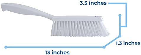 Vikan 45875 Bench Cleaning Brush, Polypropylene/Polyester Soft Bristle Dustpan Brush & Sweeper With Handle, 14-Inch, White