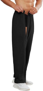 Deyeek Tear Away Pants for Men Full Zipper Legs Sweat Pants Mens Open Bottom Sweatpants Breakaway Cotton Post Surgery Pants