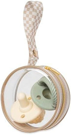 Itzy Ritzy Clear Pacifier Case with Clip Strap – Holds 2 Pacifiers – Portable Baby Pacifier Holder for Diaper Bag, Stroller & Travel Bag (Taupe)