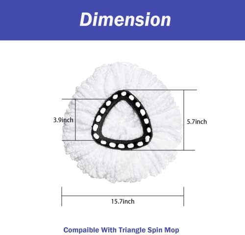 Spin Mop Replacement Head 4 Pack Mop Refill Compatible with Ocedar Triangle Swivel Mops Microfiber Swivel Mop Refill,Deep Clean,Machine Washable and Easy to Replace