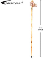 FOREST PILOT Root Head Wooden Walking Stick with Old Man Face Carving(Nature Color, 55 Inches, 1 Piece