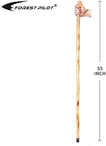 FOREST PILOT Root Head Wooden Walking Stick with Old Man Face Carving(Nature Color, 55 Inches, 1 Piece