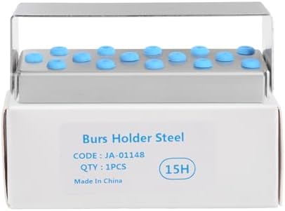 15 Holes Burs Holder Block Disinfection Box Aluminium Autoclave Color Silver 3pcs/set