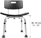 PEPE Mobility Shower Chair to Sit on in Shower, Height Adjustable with Non-Slip Tips, Removable Backrest, Tool-Free Assembly, Black, Safety Bath Seat