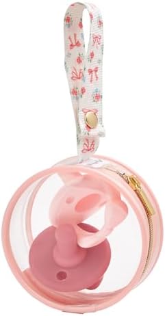 Itzy Ritzy Clear Pacifier Case with Clip Strap – Holds 2 Pacifiers – Portable Baby Pacifier Holder for Diaper Bag, Stroller & Travel Bag (Bow)