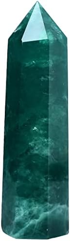 Large Green Fluorite Obelisk Tower Natural Healing Crystal Wand 6 Faceted Point Reiki Chakra Meditation Home Decor 2.0-2.5 LBS