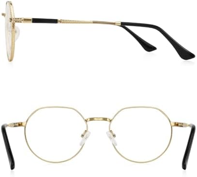 Classic Round Polygon Reading Glasses for Men Women Light Blocking Computer Readers Spring Hinge Metal Frame