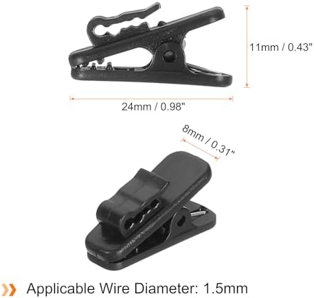 HARFINGTON 5pcs Headphone Wire Clips 0.94" Length Small Headset Cable Clamp Earphone Earplugs Cable Clothing Clip Earpiece Clamp Microphone Cord Hooks for 1.5mm Dia Round Wire, Black