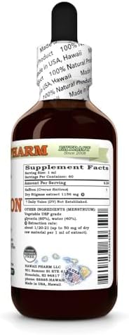 Hawaii Pharm Saffron Alcohol-Free Liquid Extract, Professional Grade, Small Batch Crafted Saffron (Crocus Sativus) Dried Stigmas Glycerite Natural Herbal Supplement, 2 fl.oz