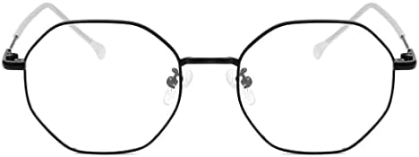 Polygon Blue Light Blocking Glasses for Women Men Retro Octagon Square Non-prescription Metal Frame Eyeglasses