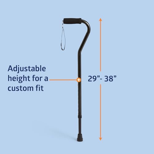 Medline Aluminum Offset Walking Cane for Seniors & Adults is Portable and Lightweight for Balance, Knee Injuries, Mobility & Leg Surgery Recovery