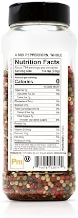 Spiceology – 4 Mix Peppercorn – Bold, Aromatic & Complex Pepper Blend – Whole Black, White, Green & Pink Peppercorns – Perfect for Grinders, Rubs, Sauces & Marinades – Freshly Packed – 14 oz