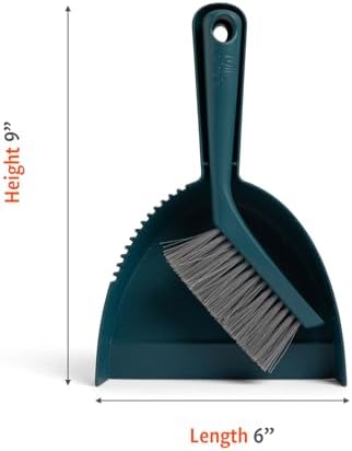 Full Circle Clean Ocean Dustpan and Brush Set - Small Broom and Dustpan Set for Home, Desktop, Sofa, Kitchen, Keyboard & Car Cleaning, Teal