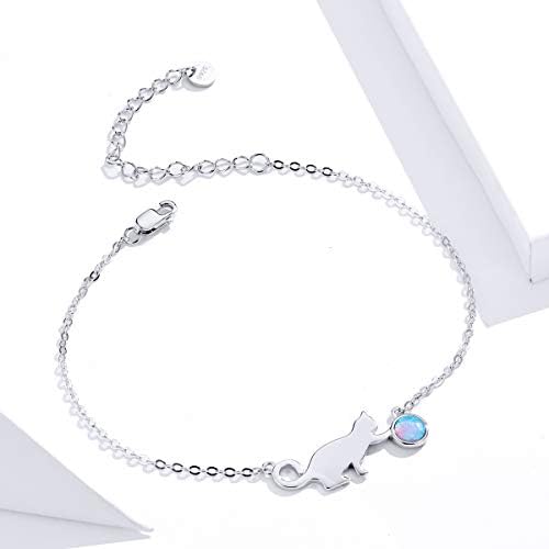 VOROCO 925 Sterling Silver Bracelet for Women Adjustable Link Chain. Cat Butterfly Snake Dog Fashion Bracelet for Teen