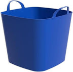 Life Story 6 Pack Flexi Tub, Versatile 26 Quart Storage Tote, Flexible Plastic Home Organizer Lightweight Basket with Carrying Handles, Blue