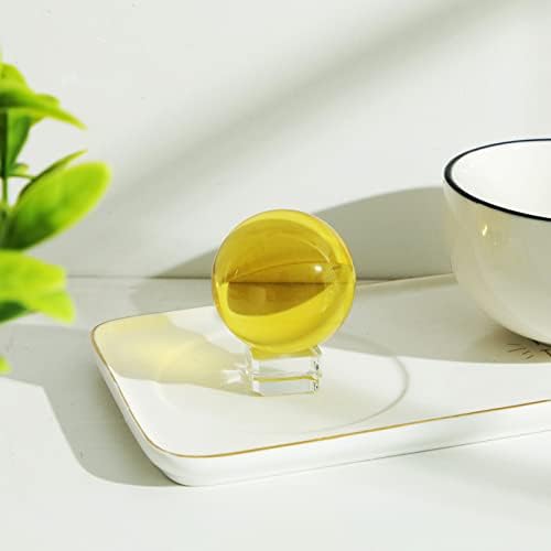 LONGWIN 50mm(2 inch) K9 Solid Crystal Ball with Free Stand Suncatcher (Yellow)
